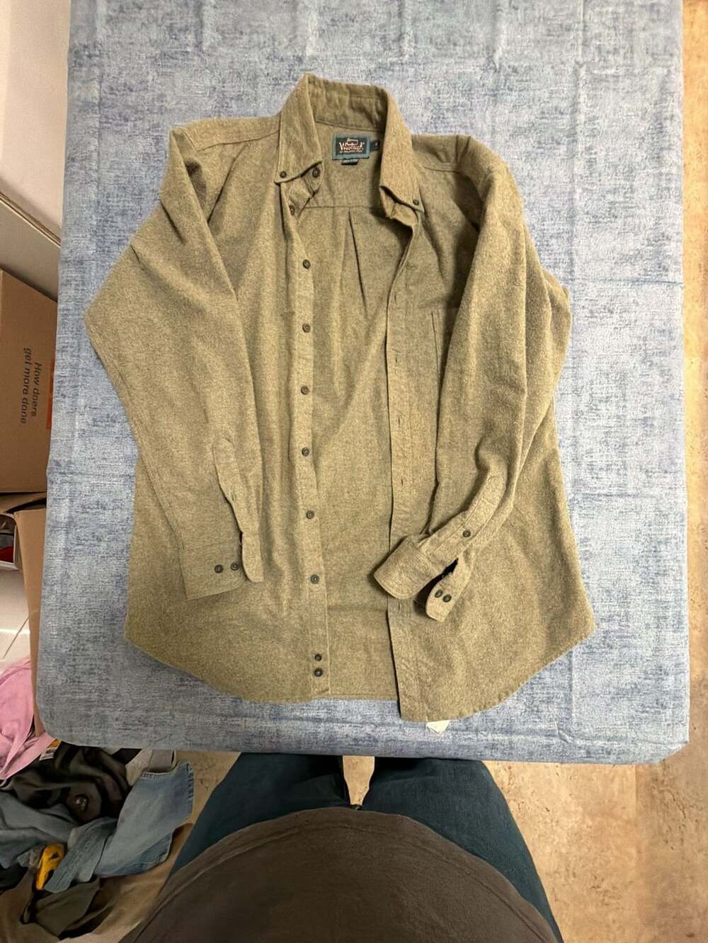 Woolrich Vintage 100% Cotton Brown Long Sleeve Button Down Shirt Size M Made in